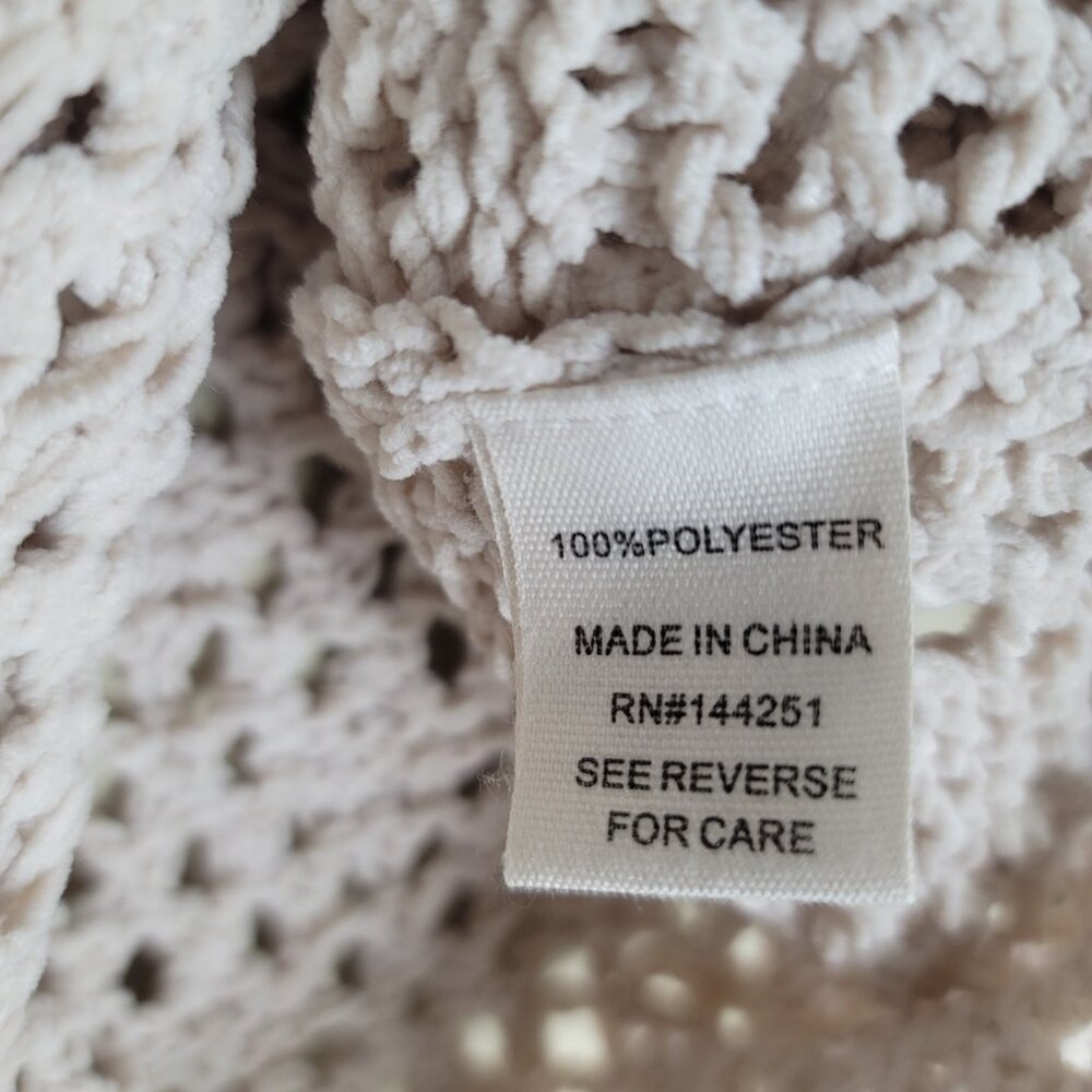 Jessica Simpson Crochet Knit Sweater Cream Boho Cropped Size Small Festival - Picture 7 of 10